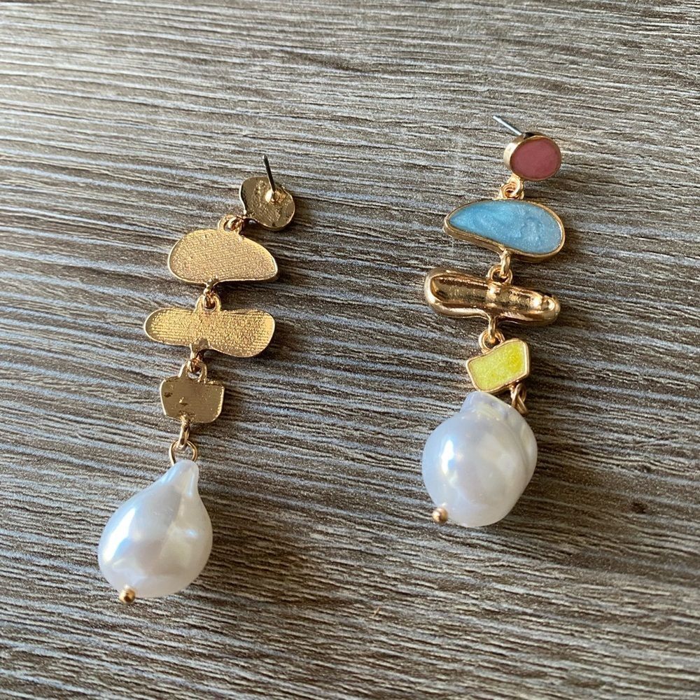 Bohemian pearl drop earrings M190 - Picture 4 of 4